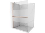 Mexen Kioto+ L Parete Doccia Con Mensola Walk-In 120 X 200 Cm, Trasparente/Brinato, Rame Spazzolato - 800-120-123-65-35