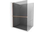 Mexen Kioto+ L Parete Doccia Con Mensola Walk-In 110 X 200 Cm, Grafite, Rame Spazzolato - 800-110-123-65-40