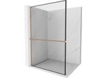 Mexen Kioto+ L Parete Doccia Con Mensola Walk-In 80 X 200 Cm, Cornice Nera, Rame Spazzolato - 800-080-123-65-70