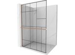 Mexen Kioto+ L Parete Doccia Con Mensola Walk-In 120 X 200 Cm, Motivo Nero, Rame Spazzolato - 800-120-123-65-78