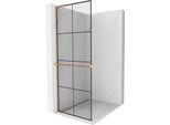 Mexen Kioto+ L Pannello Doccia Con Mensola Walk-In 70 X 200 Cm, Griglia Nera, Rame Spazzolato - 800-070-123-65-77
