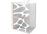 Mexen Kioto+ L Parete Doccia Con Mensola Walk-In 120 X 200 Cm, Onda Bianca, Rame Spazzolato - 800-120-123-65-97
