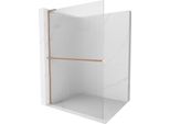 Mexen Kioto+ L Parete Doccia Con Mensola Walk-In 110 X 200 Cm, Righe, Rame Spazzolato - 800-110-123-65-09