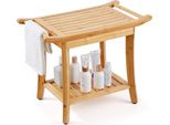 Sgabello Da Doccia In Bambù - Panca Da Doccia 136 Kg - Comodo Sedile Da Bagno Con Maniglia - Sgabello Da Bagno Per Il Bagno