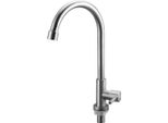 Rubinetto Per Lavello Da Cucina In Acciaio Inox 32X13,5 Cm Rubinetto Monocomando Acqua Fredda Rubinetto Argento