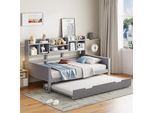 Lvhom Daybed 90X200Cm Con Letto Estraibile 90X190Cm, Divano Letto Con Contenitore, Daybed Allungabile In Pino, Letto Singolo Con Rete A Doghe, Grigio