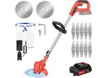 Tagliabordi A Batteria 21V, Manico Telescopico, Alte Prestazioni, Lama In Metallo, Rosso, Una Batteria, Tosaerba