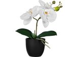 Set Di 4 Piante Artificiali Phalaenopsis Bianche 23 Cm Con Vaso Decorativo 8X7 Cm Di Facile Manutenzione