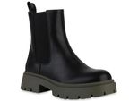 Van Hill Stivali Con Plateau Da Donna Scarpe Con Suola Profilata 840280, Colore: Nero Verde Oliva, Taglia: 36