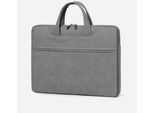 Inf Elegante Borsa Per Laptop In Finto Cuoio Grigio Scuro - Impermeabile E Antiurto 15,6 Pollici