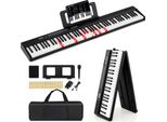Costway Pianoforte A Tastiera A 88 Tasti, Pianoforte Pieghevole, Tastiera Con Doppi Altoparlanti, Funzione Split, 3 Modalità Di Apprendimento E Pedale Sustain, Pianoforte Digitale