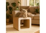 Qls Mobili Tiragraffi 3In1 Cartone Ondulato Per Gatti 37×30×30 Cm Tavola Tiragraffi Grotta Per Sdraiarsi Bianco 11382