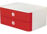 Han 1120-17 Cassettiera SMART-BOX Allison - Impilabile, 2 Cassetti, Bianco/Rosso