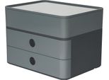 Han 1100-19 Cassettiera SMART-BOX Plus Allison Con Portautensili - Impilabile, 2 Cassetti, Grigio Scuro/Grigio Granito