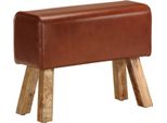 Vidaxl Panchina Turnbock Design 58Cm Marrone Vera Pelle Mango Legno Massiccio