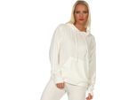 Felpa Donna Manica Lunga Con Cappuccio, Ecrù, Xs Felpa Con Cappuccio