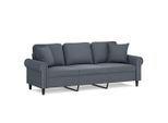 Vidaxl Divano A 3 Posti Con Cuscini Decorativi In Velluto Grigio Scuro 180 Cm
