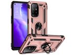 Custodia Per Oppo F19 Pro+ 5G/A94 5G/A95 5G / Reno5 Z A Doppio Strato Robusta, Protezione Militare Con Supporto Ad Anello E Supporto Rosa