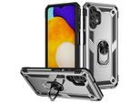 Custodia Per Samsung Galaxy A13 4G A Doppio Strato Robusta, Protezione Militare Con Supporto Ad Anello E Supporto Argento