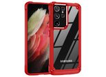 Samsung S21 Ultra 5G Case, Paraurti Ibrido In Pc Tpu Trasparente E Custodia Antiurto Per Samsung Galaxy S21 Ultra 5G Rosso