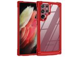 Custodia Per Samsung Galaxy S23 Ultra, Paraurti Ibrido In Pc Tpu Trasparente E Custodia Antiurto Rosso