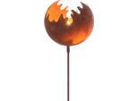 Palla Di Fuoco Decorativa Con Design A Ruggine - Ca. Ø 11 Cm X 77 Cm - Lanterna Su Bastone (Piccola)