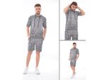 Tuta Da Jogging Da Uomo Con Pantaloncini Tuta Sportiva Con Cappuccio, Grigio/L