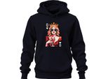 Queen Of Hearts Wine Glass Popart Crown Heart Glasses Wine Retro Unisex Hoodie Hoodie, Navy, 3XL