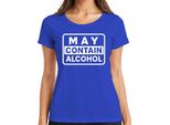 Maglietta Da Donna Retrò Con Etichetta Di Avvertimento Divertente Che Può Contenere Alcol, Blu, S