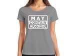 Maglietta Da Donna Retrò Con Etichetta Di Avvertimento Divertente Che Può Contenere Alcol, Grigio, S