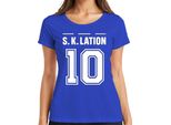 S K Lation 10 Jersey Football Team Party Booze Party Maglietta Sportiva Da Donna, Blu, S