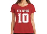S K Lation 10 Jersey Football Team Party Booze Party Sports Ladies T-Shirt, Rosso, S