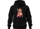 Queen Of Hearts Wine Glass Popart Crown Heart Glasses Wine Retro Unisex Hoodie Hoodie, Nero, 3XL