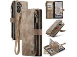 Galaxy A34 5G Case, Flip Pelle Zip Stand Funzione Custodia Protettiva Per Samsung Galaxy A34 5G Brown