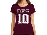 S K Lation 10 Jersey Football Team Party Booze Party Sports Ladies T-Shirt, Borgogna, S