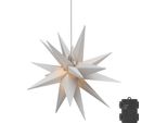 Goobay 64788 Stella Di Natale Led 3D, Ø 56 Cm, A Batteria, Bianco-Trasparente, 2 M - Stella Da Esterno Con Timer E 18 Punti, Bianco Caldo (3000 K), Per Uso Interno Ed Esterno (IP44),