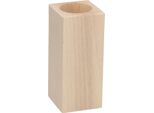 Portacandele Quadrato In Legno Di Faggio, 13 Cm