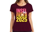 Island Fever 2025 Island Holiday Summer Holiday Beach Palm Trees Sea Maglietta Da Donna, Borgogna, Xxl