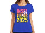 Island Fever 2025 Island Holiday Summer Holiday Beach Palm Trees Sea Maglietta Da Donna, Blu, Xxl