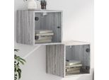Comodini Con Ante In Vetro 2 Pz. Grigio Sonoma 35X37X35 Cm