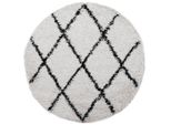 Vidaxl Tappeto Shaggy A Pelo Alto Moderno Crema E Nero Ø 120 Cm