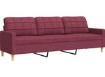 Vidaxl Divano 3 Posti Rosso Vino 210 Cm Tessuto