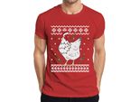 Cappello Di Natale Chicken Friends - Maglietta Da Uomo Con Maglione Natalizio, Rosso, 3XL