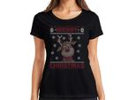 Maglietta Da Donna Merry Christmas Ugly Sweater Reindeer Christmas Gift, Nero, Xl