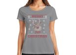 Maglietta Da Donna Merry Christmas Ugly Sweater Reindeer Christmas Gift, Grigio, Xl