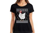 Cappello Di Natale Chicken Friends - Maglietta Da Donna Con Maglione Natalizio, Nero, 3XL