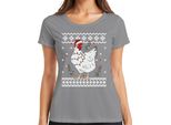 Cappello Di Natale Chicken Friends - Maglietta Da Donna Con Maglione Natalizio, Grigio, M