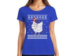 Cappello Di Natale Chicken Friends - Maglietta Da Donna Con Maglione Natalizio, Blu, 3XL