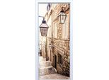Adesivo Per Porta In Tessuto, Strada Con Lanterne, 004PD
