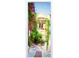 Adesivo Per Porta In Tessuto - Una Strada Tra Bellissimi Fiori 872PD